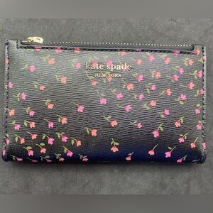 Kate Spade Sylvia Meadow Black Floral Slim Women's Wallet